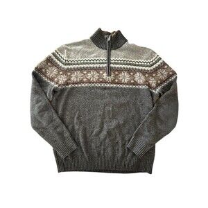Telluride Mens Large Wool Sweater Cottagecore Granpacore Snowflake Patch Goblin